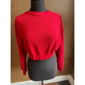 Women's Small Cropped Casual Dress Top Long Sleeve GUC Red